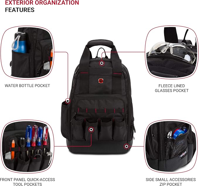 SwissGear Tool Bag Backpack, Fits Up to 15-Inch Laptop, Work Pack, Black