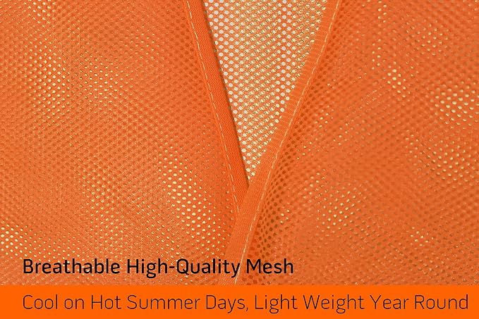 PeerBasics Safety Vests 20 Pack - Orange Reflective High Visibility, Men Women, Work, Cycling, Runner, Surveyor, Volunteer, Crossing Guard, Road, Construction