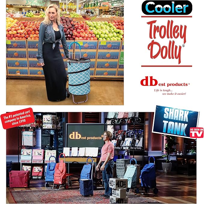 Bigger Cooler Trolley Dolly Insulated Folding Shopping Cart with Removable Bag Rolling Beach Tote Cooler with Wheels Pop Up Golf, Turquoise