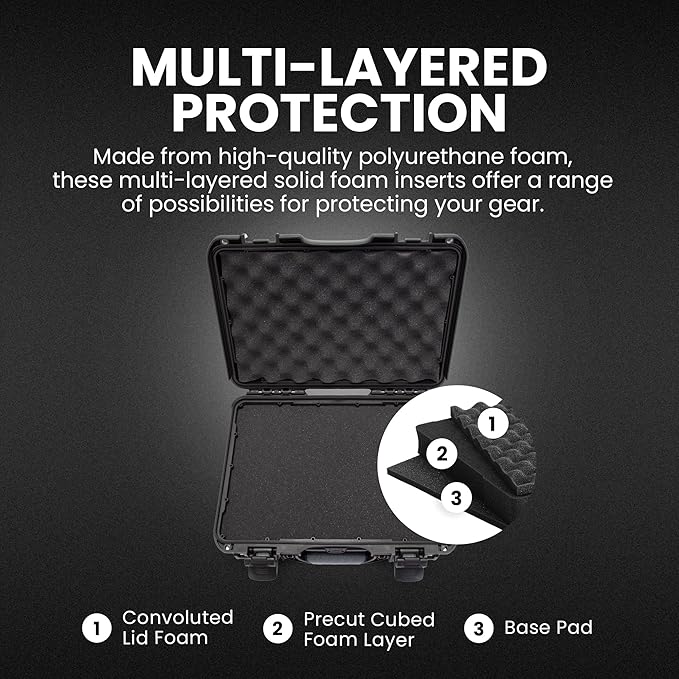 NANUK 910 Hard Case with Customizable Cubed Foam, IP67 Waterproof, Dustproof and Impact Resistant, 14.3” x 11.1” x 4.7”, Rugged Construction for Ultimate Protection, Made in Canada – Black