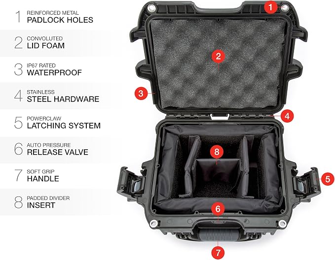 NANUK 908 Waterproof Hard Case with Padded Dividers - Black