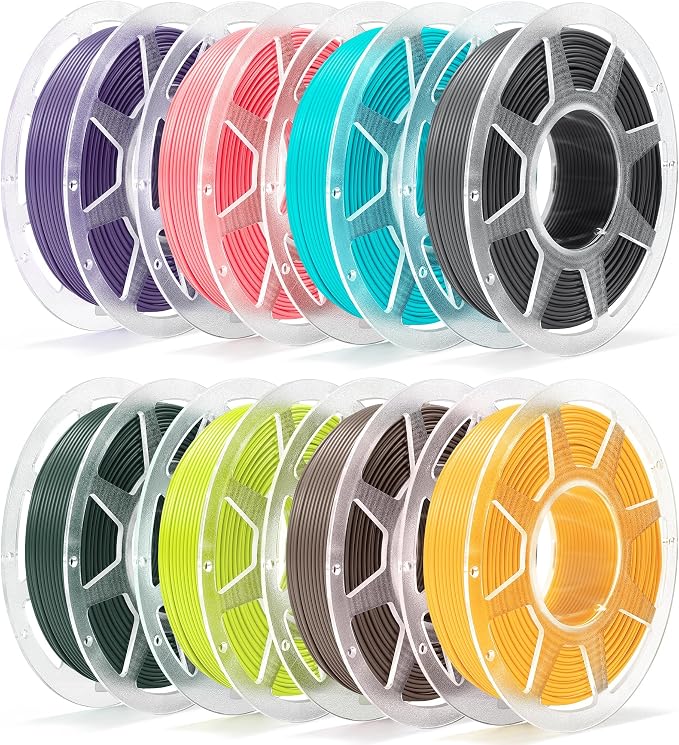Pre-Dried PLA Basic 8x250g Bundle with Spool for Bambu Lab 3D Printers, 1.75mm 3D Printing Filament, Turquoise+Pink+Sunflower Yellow+Bright Green+Indigo Purple+Forest Green+Dark Gray+Cocoa Brown
