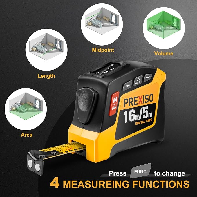 PREXISO 2-in-1 Digital Tape Measure 16Ft & PREXISO 360° Laser Level with Tripod, 100Ft Self Leveling