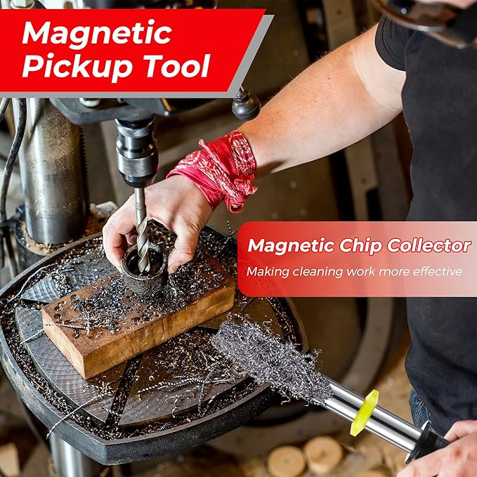 Magnetic Pickup Tool, Magnet Wand with Release Handle, Magnetic Chip Collector for Pickup Nails, Screws and Metal Cuttings & Shavings (2 Pack)