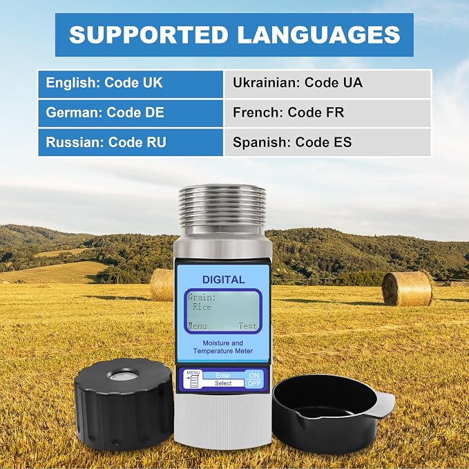 Grain Moisture Meter High Precision Grain Moisture Tester with Moisture & Temperature Display Seed Moisture Meter for 25 Grains including Wheat, Soybean, Coffee and More