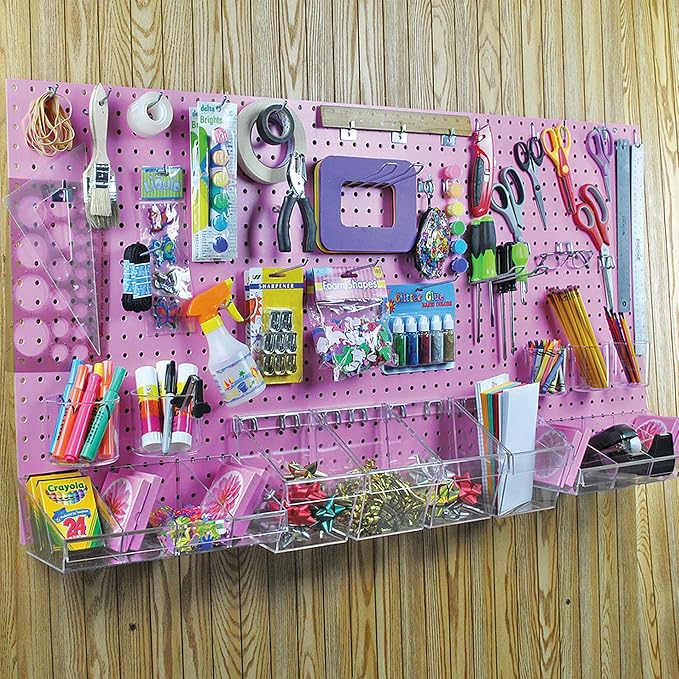 Azar Displays 900988-PNK 125-PIECE PEGBOARD ORGANIZER KIT (2-24""X 24"")", Pink