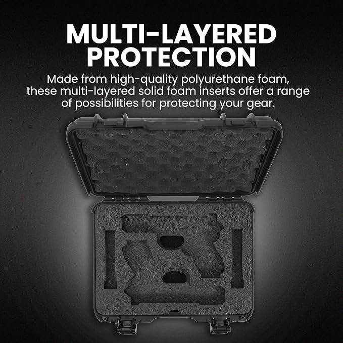 NANUK Hard Case with Custom Foam Insert for Glock, IP67 Waterproof & Crushproof, Rugged Construction for Ultimate Protection, Made in Canada