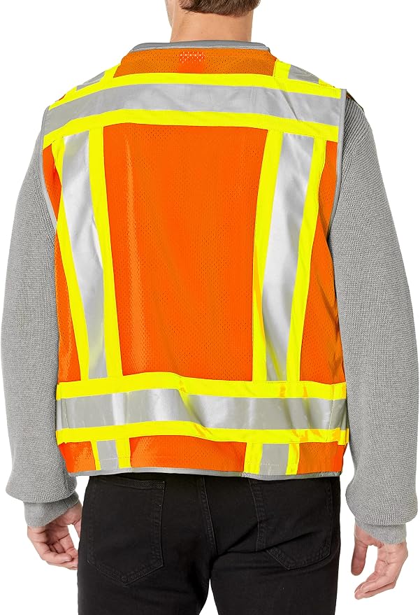 Radians Heavy Woven Two Tone Engineer Vest and Komelon 33-feet Hi-Visibility Tape Measure Bundle