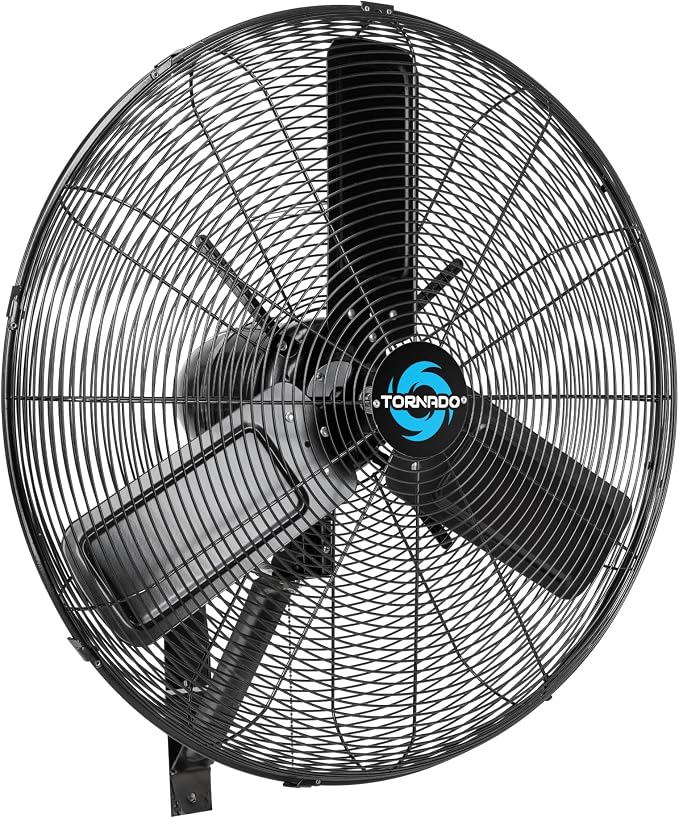 Tornado 24 Inch High-Velocity Oscillating Wall Mount Fan – IPX4 Water-Resistant, Industrial-Grade TEAO Motor, 2-Speed, 7350 CFM, cETL Certified for Outdoor Use