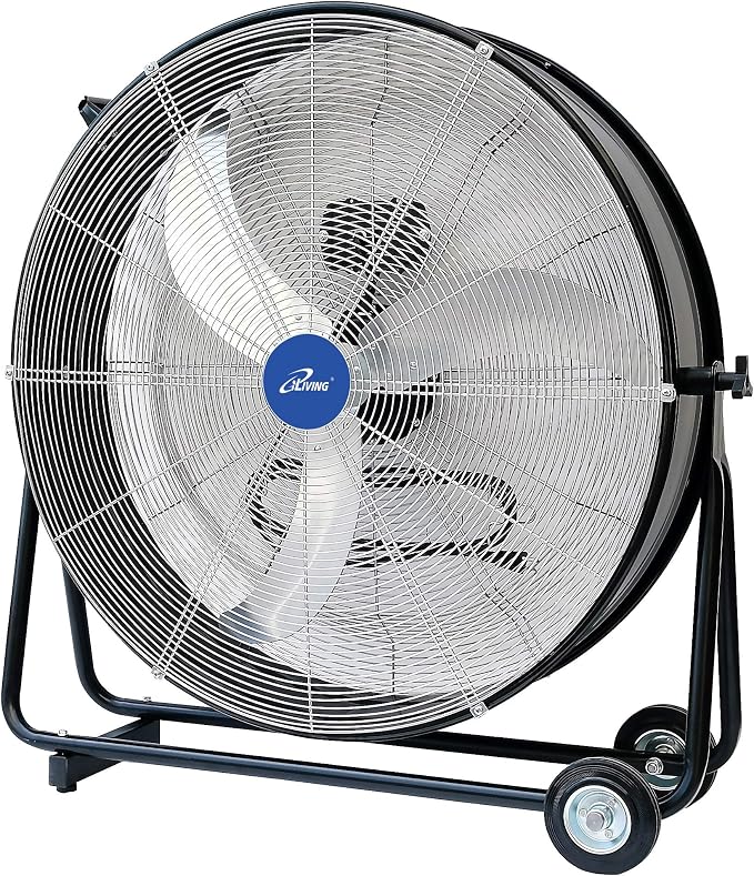 iLIVING 30 Inches High Velocity Drum Fan Industrial, Commercial, Air Circulator for Garage, Shop, Patio, Barn, Greenhouse, Speed Control 8300CFM, UL Listed,Black
