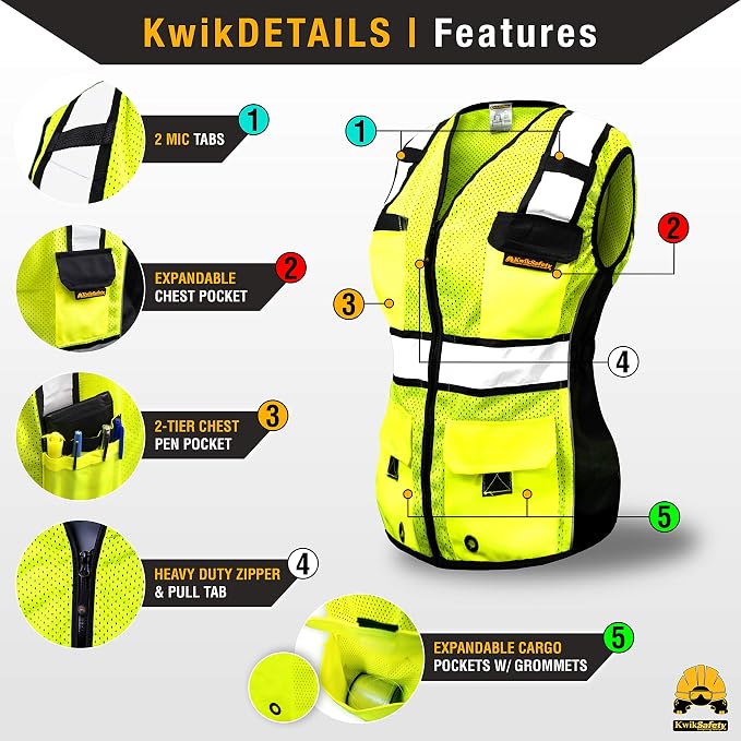 KwikSafety - Charlotte, NC - RoadBOSS Economy & Premium Safety Vest for Women [SNUG-FIT] Class 2 ANSI Tested OSHA