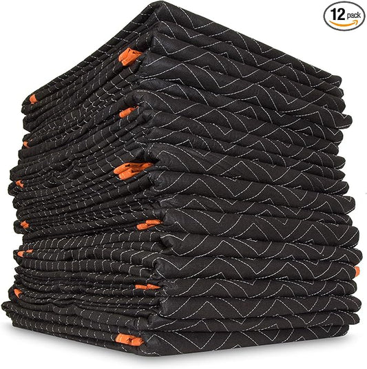 WEN 272812 72-Inch by 80-Inch Heavy Duty Padded Moving Blankets, 12 Pack