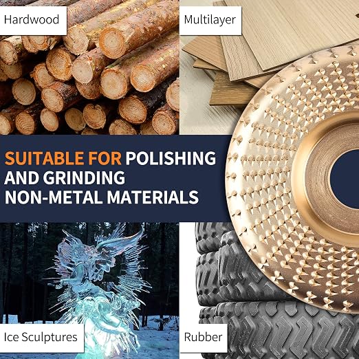 Pomsare 5PCS Angle Grinder Wood Carving Disc Set, Polishing Wheel Pad Sanding Disc for Wood, Stump Grinder Tool Grinding Shaping Disk, Cutting Wheel for 4 1/2 Angle Grinder Attachments Rotary Tool
