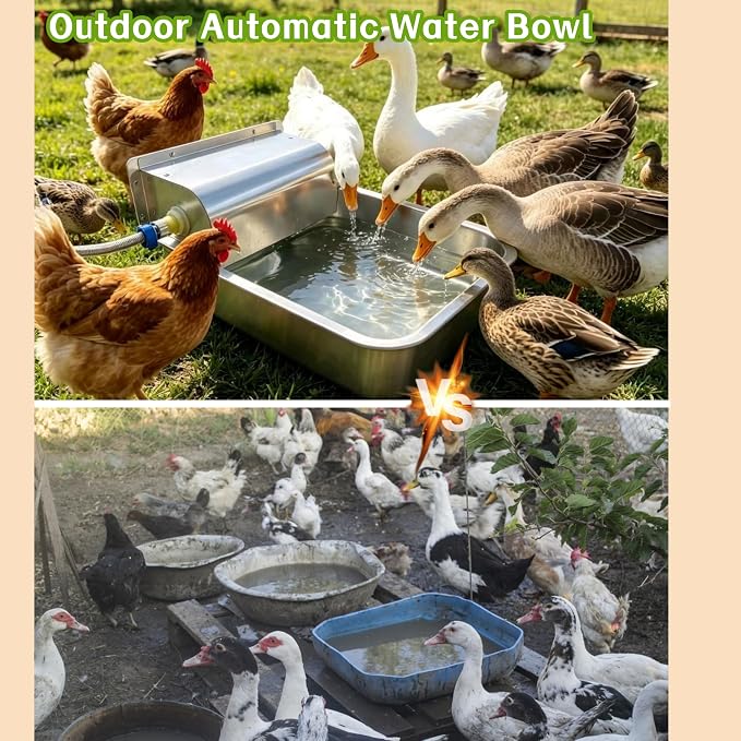 Large Automatic Dog Water Dispenser Stainless Steel Outdoor Dog Water Bowl Self-Filling Dog Bowl, Suitable for Livestock, Dogs, Cats, and Chickens, 3 Gallons