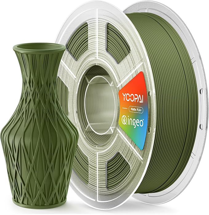 PLA+ Matte Filament 1.75mm, Soft Matte Finish, Reduced Layer Lines, 1KG (2.2lbs) 3D Printer PLA Filament, Dimensional Accuracy +/- 0.02 mm, Dark Green