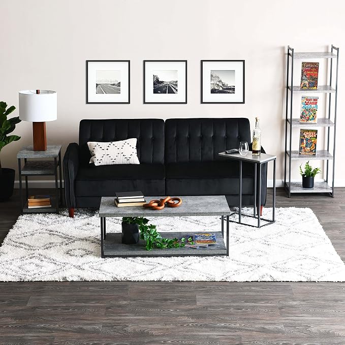 Household Essentials Slate Concrete & Iron Five-Shelf Tower Bookcase