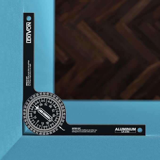 LEXIVON Aluminum Miter Saw Protractor | 7-Inch Rust Proof Angle Finder Featuring Precision Laser Engraved Scales (LX-230)