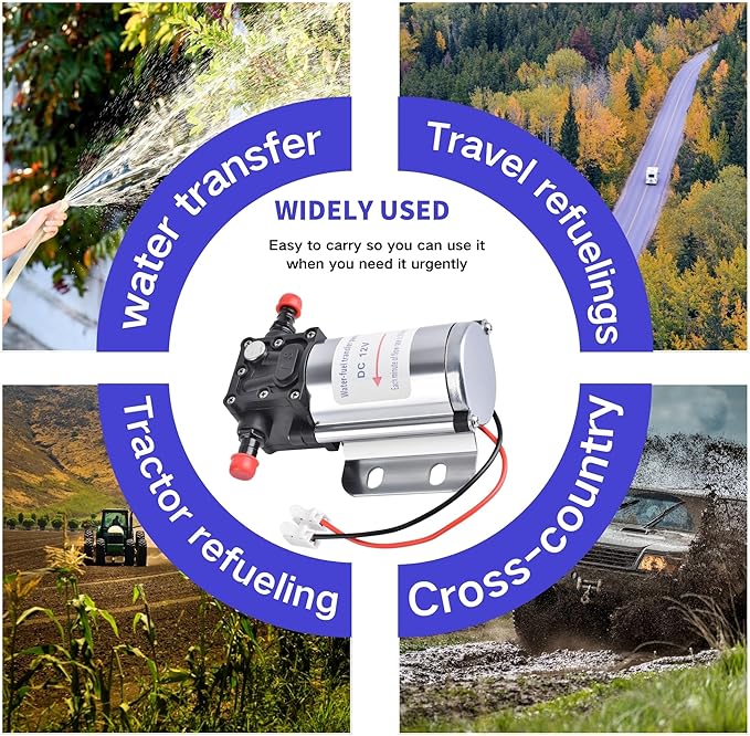 Fuel Transfer Pump Kits, 12 Volt Electric Fuel Transfer Pumps, High Efficiency Self-priming Pumps for Pumping Gasoline, Diesel, Kerosene, Water and Liquids