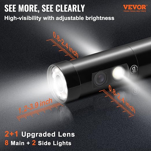 VEVOR Borescope Triple Lens Endoscope Camera with Light & Disston E0215000 Blu-MOL RemGrit Hole Saw Accessories Silicone Dust Bowl