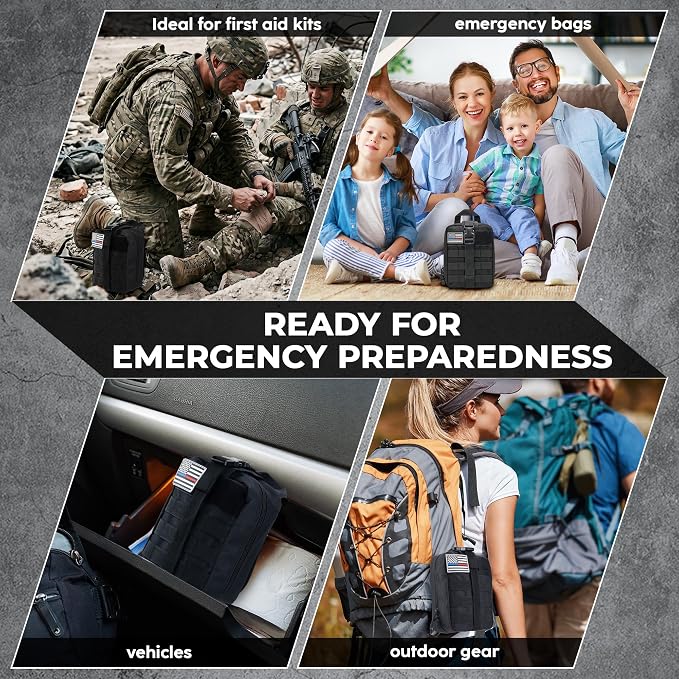 IFAK Trauma Kit with Tourniquet, Israeli Bandage, Splint, Tactical First Aid Kit for Car, Camping, Hiking and Travel with Molle Bag (78 Pack)