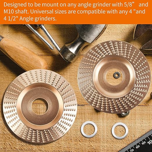 Pomsare 3PCS Angle Grinder Polishing Pad, Wood Carving Disc Set for 4 1/2 Inch Angle Grinder, Heavy Duty Wood Sanding Disk Grinding Wheel, Stump Grinder Attachments for Wood Cutting Shaping