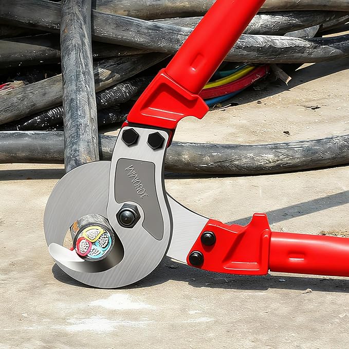 ‎Verida Cable Cutters 14 inch, Heavy-Duty Cable Cutter, Chrome vanadium steel, Hardness 62 HRC, Suitable for cutting thick copper and aluminum core cables, Red