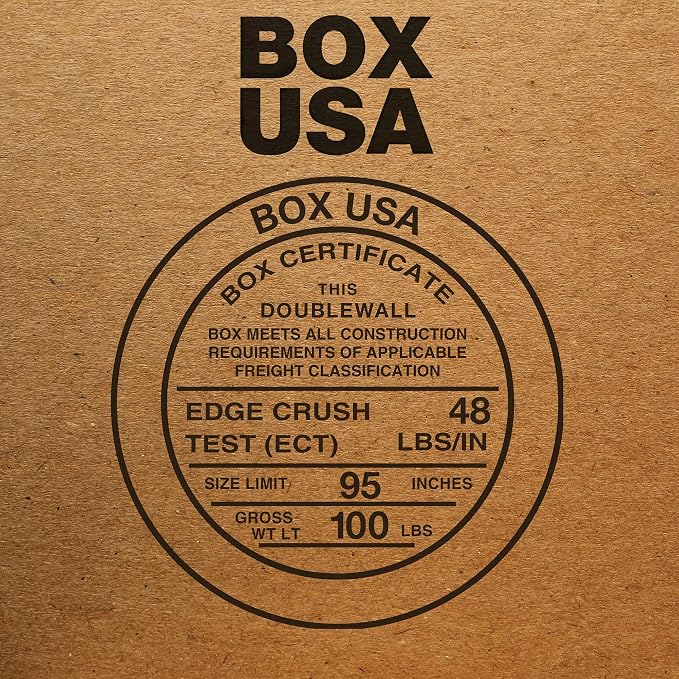 Box USA Double Wall Boxes with Handles 24”L x 24”W x 12”H (10-Pack) - Corrugated Cardboard for Shipping, Packaging, Moving, Storage for Home and Business
