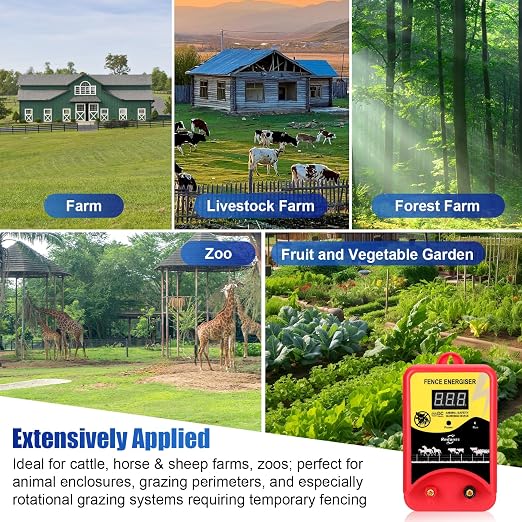 Electric Fence Charger for Livestock(with Grounding Rod), Electric Fence Charger, Fence Energizer 12KV Repel Predators, Fence Charger Ensure Secure Livestock Containmen,Supply for Diverse Farm