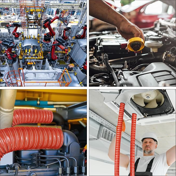 2 1/2 in Intake Hose Automotive Air Duct Hose Length 3 Meter (10 Feet) Double-layer Silicone Flexible Brake Cooling Ducting Induction vacuum hose for Air System (Red)