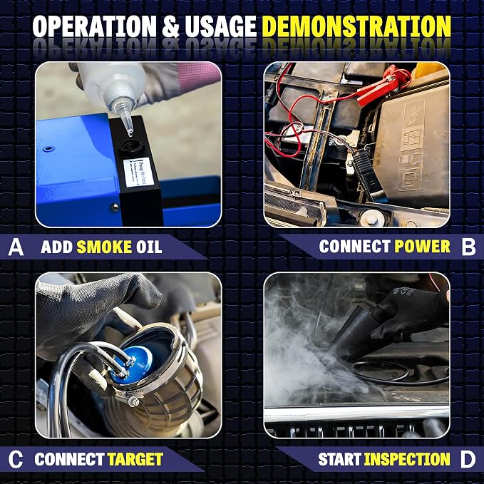Smoke Tester Automotive, EVAP Smoke Machine Vacuum Leak Detector for Car Auto Trucks, Diagnostic Exhaust Use, 20PSI, DC12V