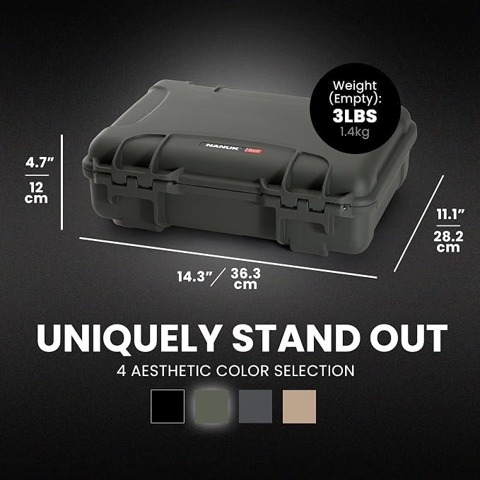 NANUK Hard Case with Custom Foam Insert for Glock, IP67 Waterproof & Crushproof, Rugged Construction for Ultimate Protection, Made in Canada