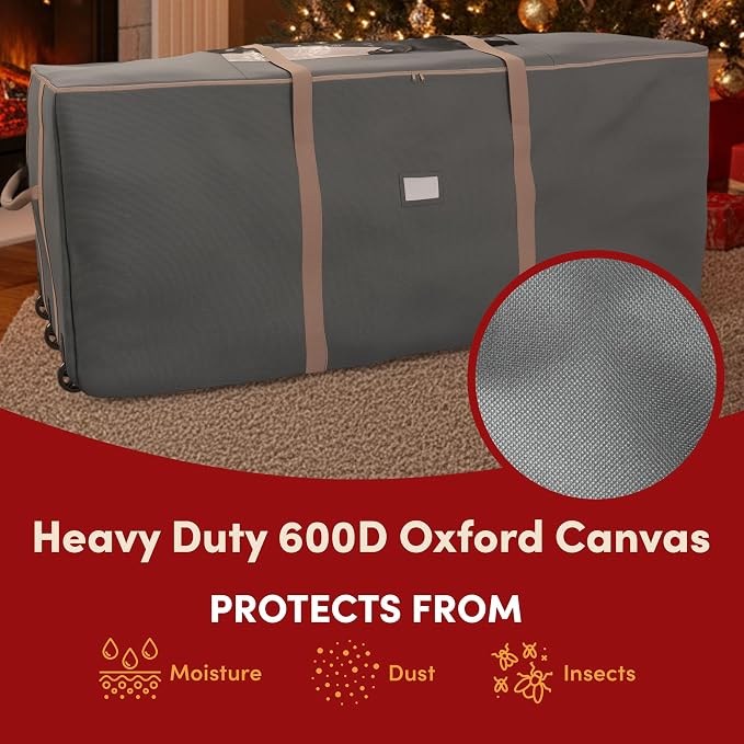Christmas Tree Storage Bag - Rolling Bag for 12FT Disassembled Artificial Trees, Seasonal Decor, Packing, Moving, and Home Storage by Elf Stor (Gray)