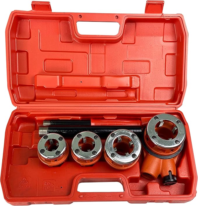 HFS(R Ratchet Pipe Threader Kit Ratcheting Pipe Threading Tool Set (4 dies) 1/2", 3/4", 1" 1-1/4"