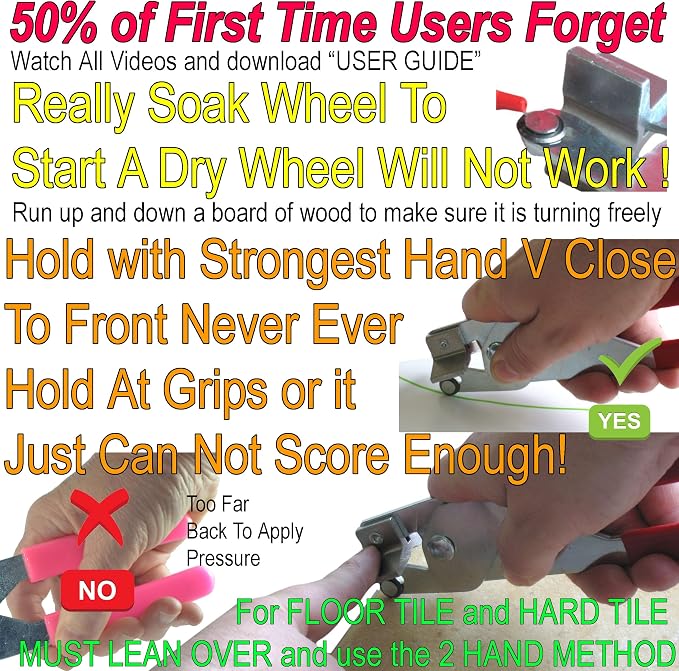 Tile Cutter Hand Tool Left Handed Cuts Floor Tile Glass Tile Cut Straight Curves Tile Cutter Hand Tool for Cutting Wall Tile Porcelain Tile and Glass Tile is Faster and Cleaner than Wet Tile saw