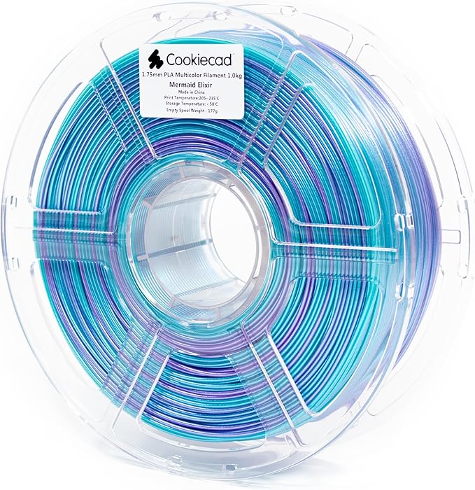 Cookiecad PLA Filament 1.75mm 1kg Iridescent Rainbow 3D Printer Filament - Mermaid Elixir PLA