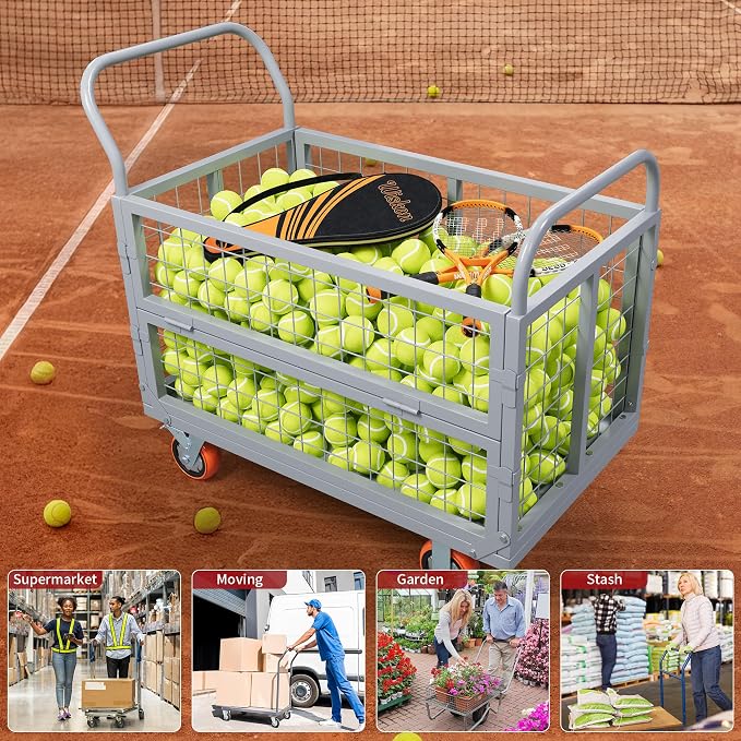 YITAMOTOR 2000lbs Platform Truck Cart with Cage, 6-in-1 Foldable Heavy Duty Hand Truck Flatbed Cart with 6" Swivel Casters, Multi-Functional Push Dolly for Grocery, Laundry, Warehouse, Storage