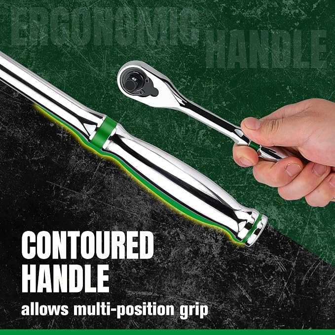 SK 1/2" Drive Ratchet Handle, Pear Head, 90-Tooth Ratchet, Alloy Steel, with Contoured Handle