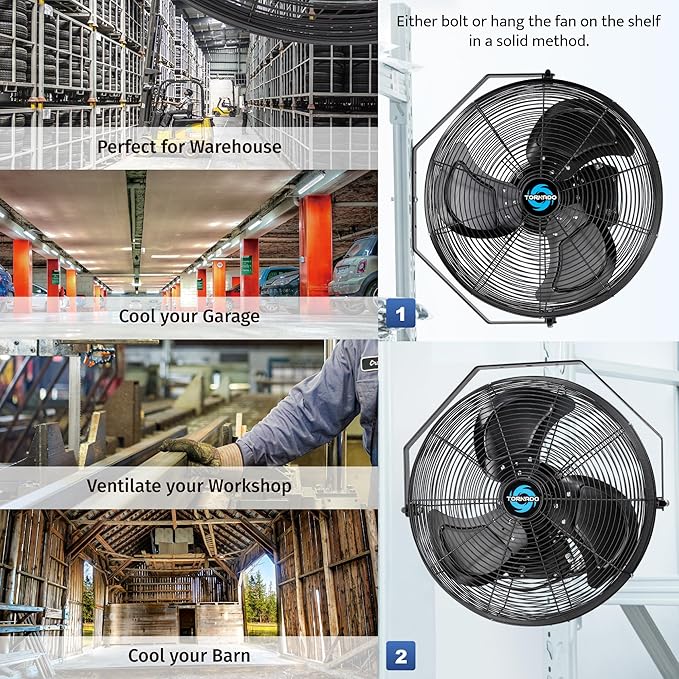 Tornado 20-Inch High Velocity Outdoor Wall Fan, IPX4 Water-Resistant, 3-Speed 4750 CFM, UL Safety Certified for Industrial, Commercial, Residential & Greenhouse Use