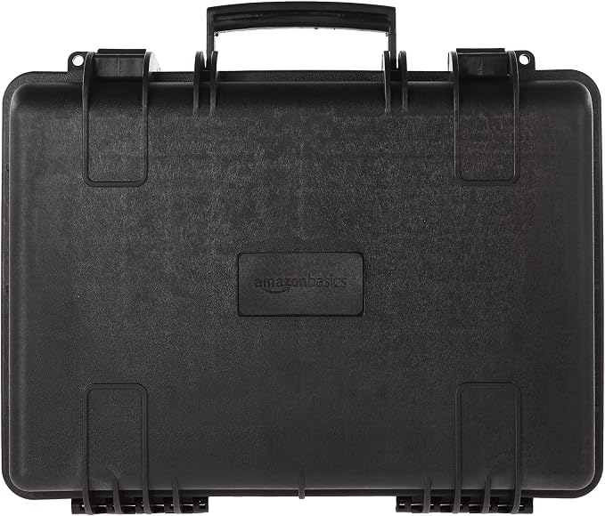 Amazon Basics Portable Hard Camera Case for DSLR Equipment, Customizable Fit, Protective Water Resistant, Medium, Black, 18"L x 14"W x 6"H