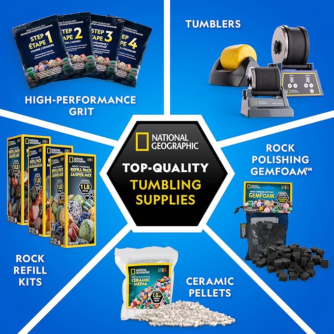 NATIONAL GEOGRAPHIC Rock Tumbling Media – GemFoam Reusable Rock Polisher Foam, Use After Rock Tumbling Grit Cycles, Adds Shine to Tumbled Rocks and Minerals, Rock Tumbling Supplies