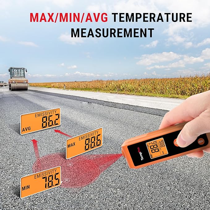 TempPro TP410 Infrared Thermometer Gun Non-Contact Laser Thermometer Gun for Cooking, Temperature Gun with Range -58℉~1022℉ for Pizza Oven Accessories, Griddle, HVAC, Engine, Gift for Dad Him Husband