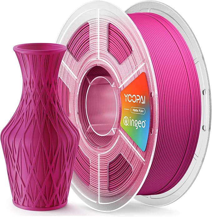 PLA+ Matte Filament 1.75mm, Soft Matte Finish, Reduced Layer Lines, 1KG (2.2lbs) 3D Printer PLA Filament, Dimensional Accuracy +/- 0.02 mm, Plum