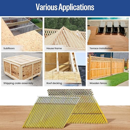 meite 28 Degree Framing Nails 3 Inch x .120'' Galvanized Wire Weld Collated Nails for Framing Nailer Gun, Offset Round Head Ring Shank Framing Nails for Structural Wall Sheathing Decking 2,000PCS | Offset Round Head Wire-weld Collated Nails, Rust-proof...