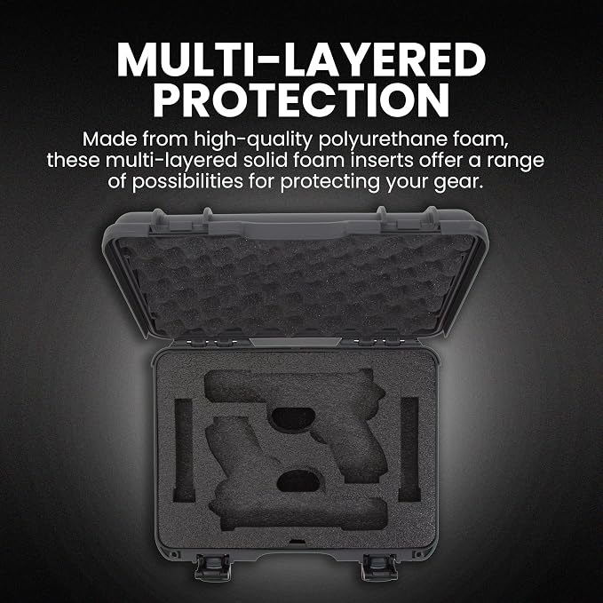NANUK Hard Case with Custom Foam Insert for Glock, IP67 Waterproof & Crushproof, Rugged Construction for Ultimate Protection, Made in Canada