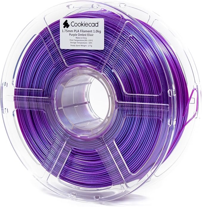 Cookiecad PLA Filament 1.75mm 1kg Iridescent Rainbow 3D Printer Filament - Purple Ombre Elixir PLA