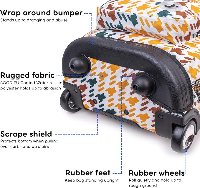 J World Sundance Laptop Rolling Backpack for Girls Boys. Roller Bookbag with Wheels, 20 Inch, Vivid Tweed