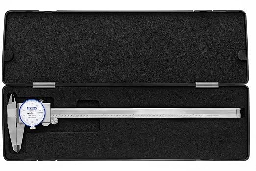 Fowler 52-008-712-0 Premium Dial Caliper with 0-12" Measuring Range, Dial Caliper with Knurled Lock, ±0.002" Accuracy, Case Included, Solid Stainless Steel