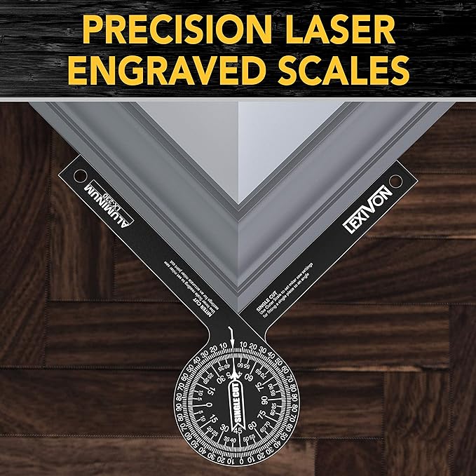 LEXIVON [2-pack] Aluminum Miter Saw Protractor | 7-Inch Rust Proof Angle Finder Featuring Precision Laser Engraved Scales (LX-230X2)