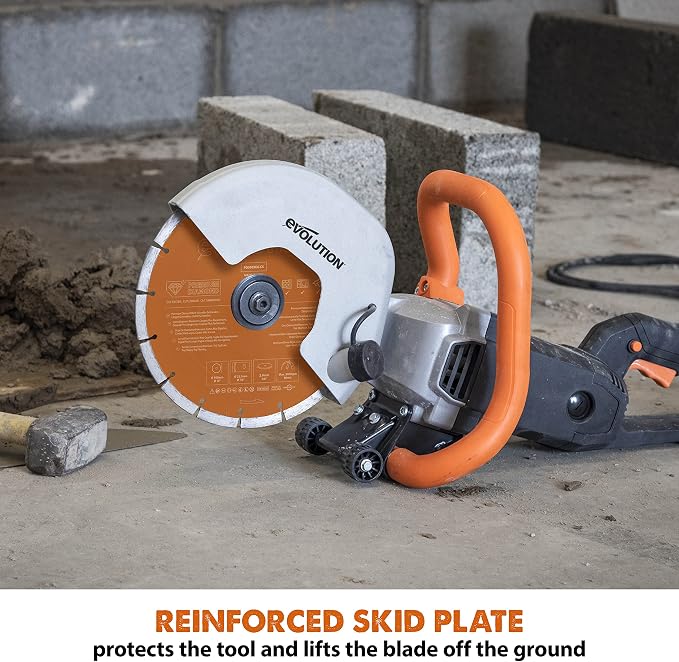 Evolution R255DCT | 10 in. Electric Concrete Saw | Premium Diamond Blade Included | 15A Motor | 4-1/16" Cut Depth | No Gas, No Fumes | Disc Cutter / Power Cutter / Cut-Off Saw | Brick & Masonry