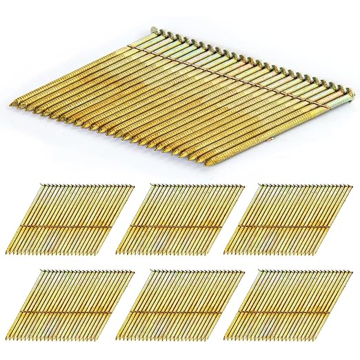 meite 28 Degree Framing Nails 3 Inch x .120'' Galvanized Wire Weld Collated Nails for Framing Nailer Gun, Offset Round Head Ring Shank Framing Nails for Structural Wall Sheathing Decking 2,000PCS | Offset Round Head Wire-weld Collated Nails, Rust-proof...